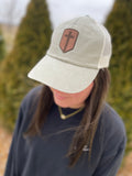 Womens Shield of Faith Leather Cross Hat