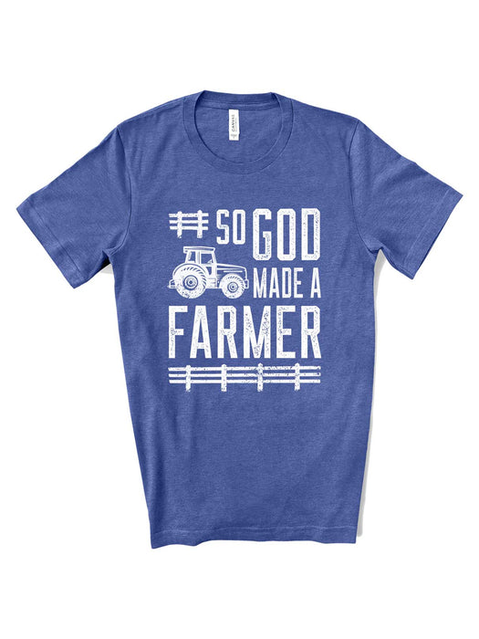 blue so god made a farmer t-shirt
